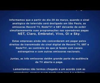 Qual o número do SBT em Net, Sky e outras operadoras?