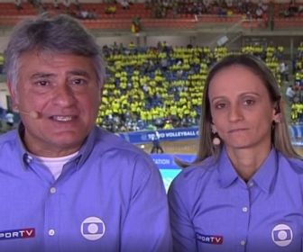 Cléber Machado e comentarista. Foto: TV Globo