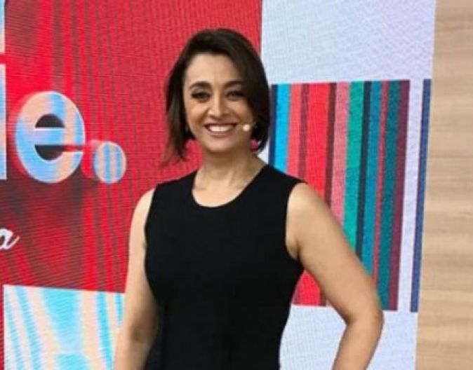 Cátia Fonseca é vista nos Estúdios Globo