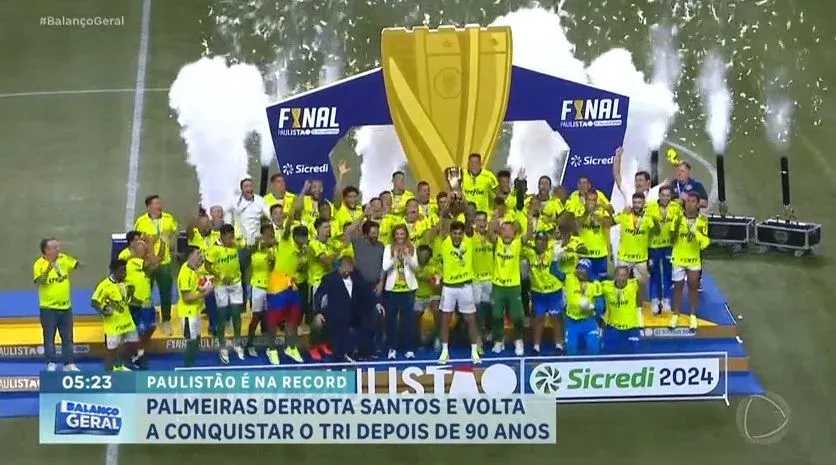 Tricampeonato do Palmeiras garante liderança de audiência para Record