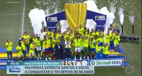 Tricampeonato do Palmeiras garante liderança de audiência para Record