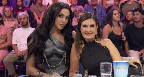 Pabllo Vittar, Fátima Bernardes e Ed Gama no "Domingão do Huck"