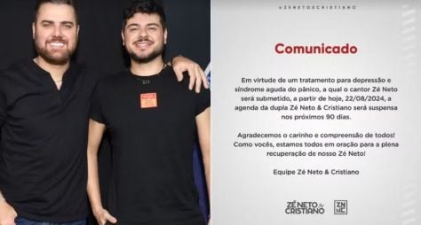 Zé Neto, dupla de Cristiano, cancela shows para tratar depressão e síndrome do pânico