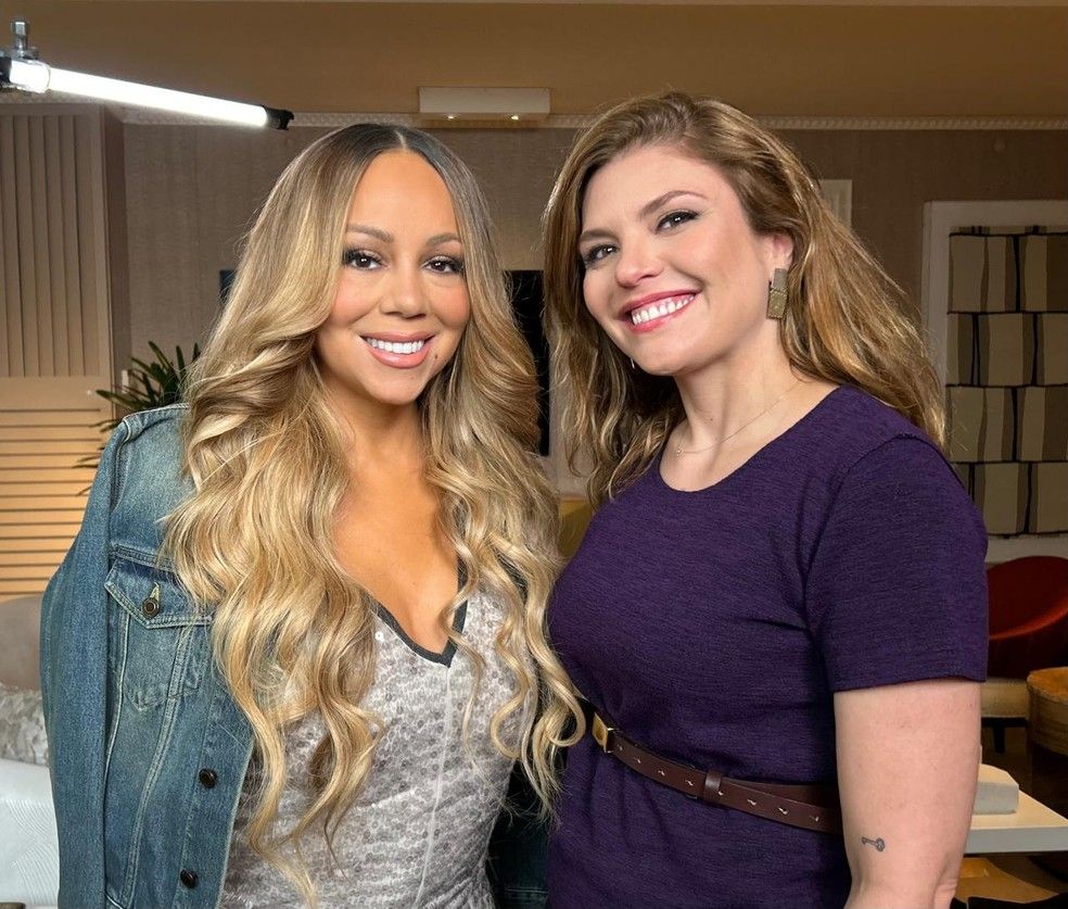 Mariah Carey e a repórter Ana Carolina Raimundi. Foto: Divulgação