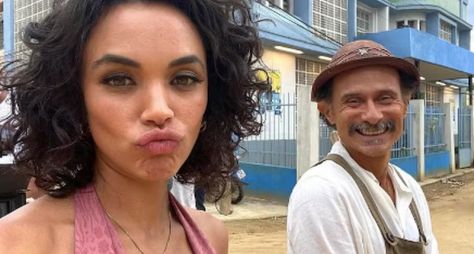 Giovana Cordeiro e Enrique Diaz gravam cenas de "No Rancho Fundo"