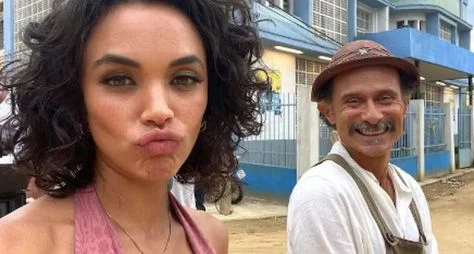 Giovana Cordeiro e Enrique Diaz gravam cenas de "No Rancho Fundo"