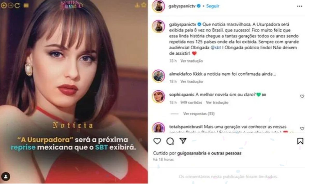 Post de Gabi Spanic. Foto: Reprodução/Instagram