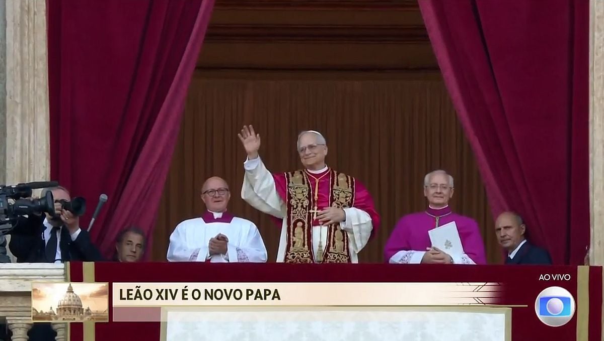 O anúncio de Leão XIV. Foto: Reprodução/TV Globo (Jornal Hoje)