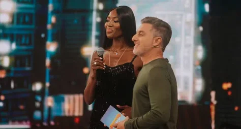 Naomi Campbell, Cauã Reymond e Ricardo Theodoro participam do "Domingão com Huck"