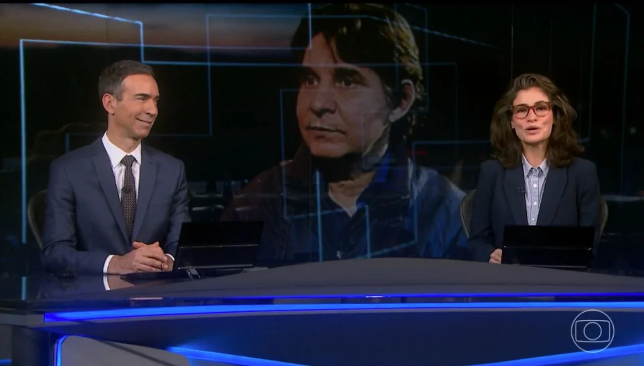 César Tralli e Renata Vasconcellos no JN. Foto: TV Globo