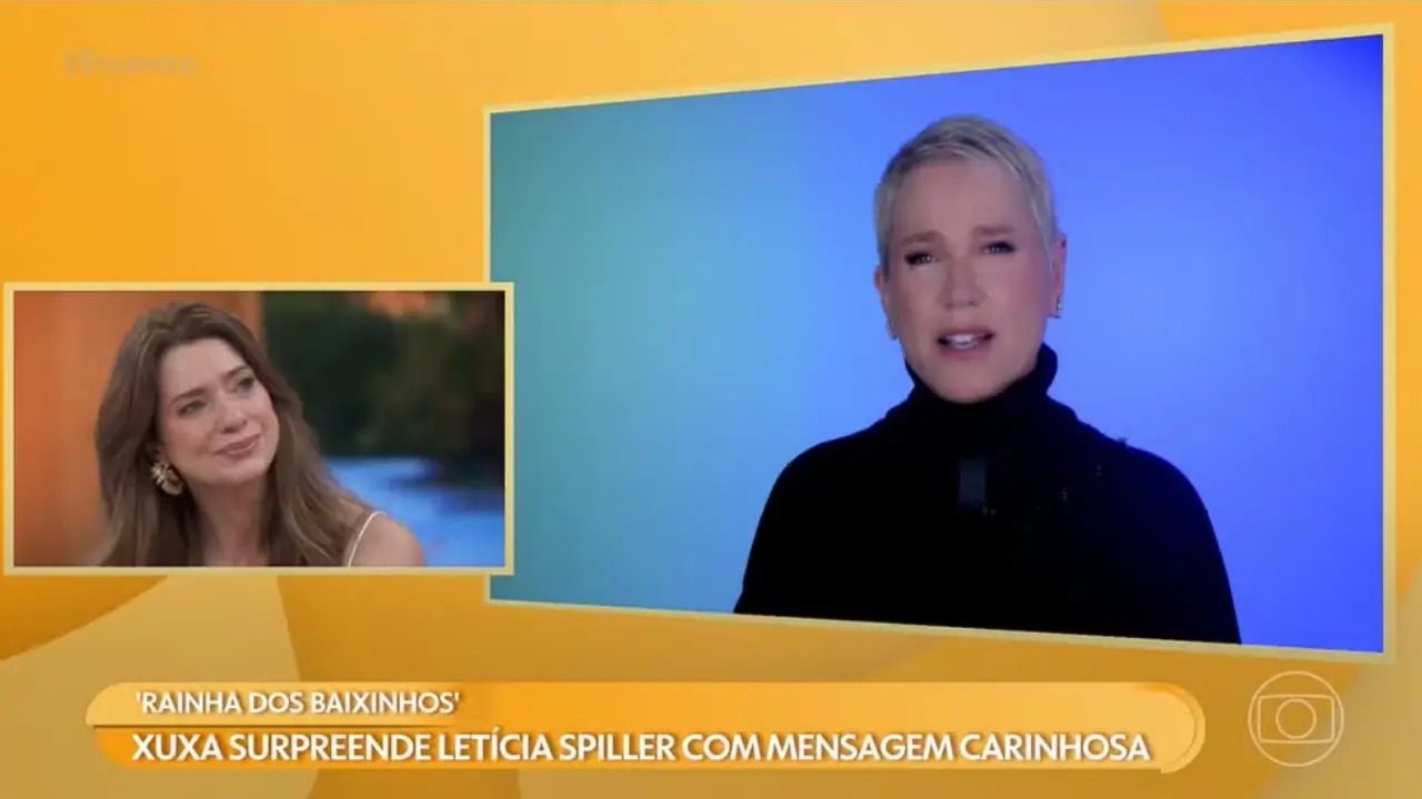 Letícia Spiller recebe homenagem de Xuxa no Encontro