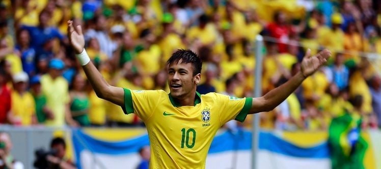 Neymar comemora o gol. Foto: Divulgação