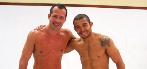 José Aldo e Malvino Salvador treinam juntos (Foto: Priscila Carvalho/TV Globo)