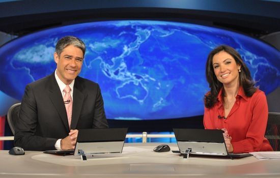 William Bonner e Patrícia Poeta na bancada do ‘Jornal Nacional’. Foto: TV Globo/ João Cotta.