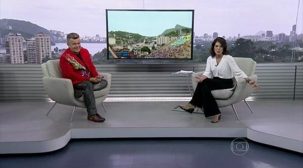 Milton Cunha e Mariana Gross na apuração do carnaval do Rio (Foto: Reprodução/TV Globo)