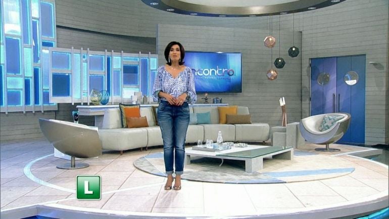 Fátima Bernardes no novo cenário do Encontro (Foto: Reprodução/TV Globo)