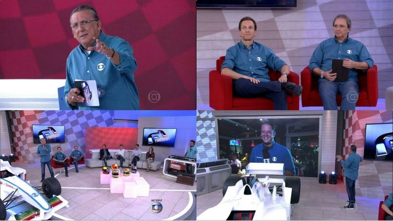 Momentos da transmissão do primeiro GP do ano (Fotos: Reprodução/TV Globo)