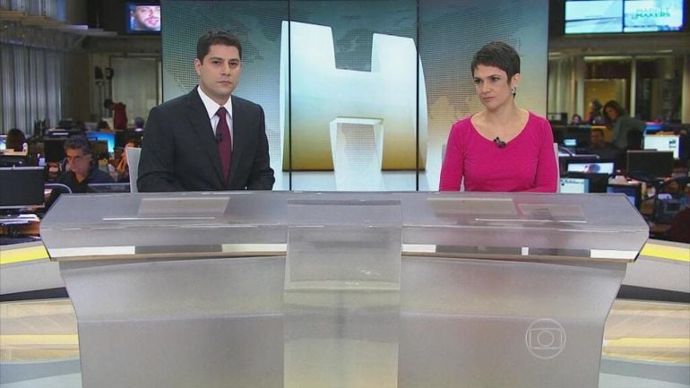 Evaristo Costa e Sandra Annenberg durante o JH (Foto: Reprodução/TV Globo)