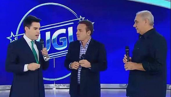 Luiz Bacci e Marcelo Rezende se reencontram no programa do Gugu (Foto: Reprodução/TV Record)