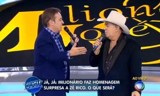 Gugu e Milionário em seu programa (Foto: Reprodução/TV Record)
