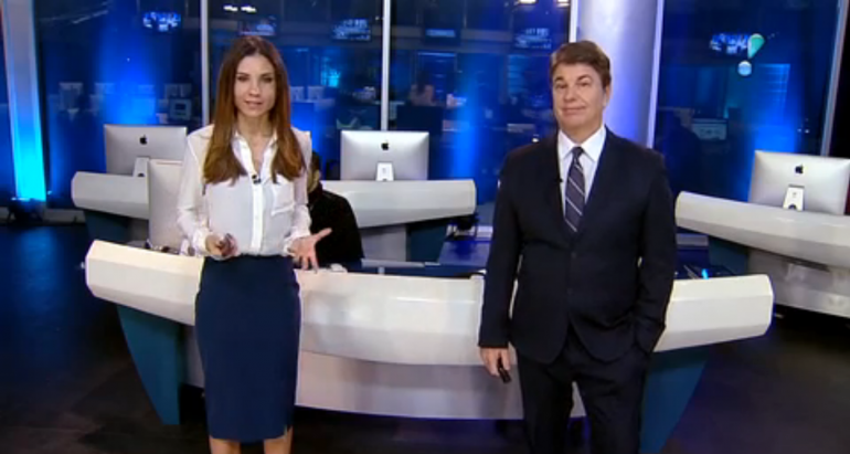 Amanda Klein e Augusto Xavier no RedeTV! News (Foto: Reprodução/RedeTV!)
